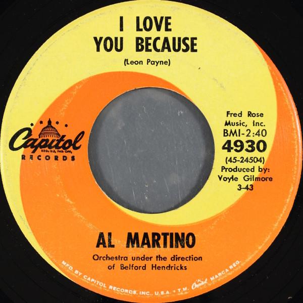 

7inch Record AL MARTINO - I Love You Because 4930 CAPITOL 1963 US Pop Used