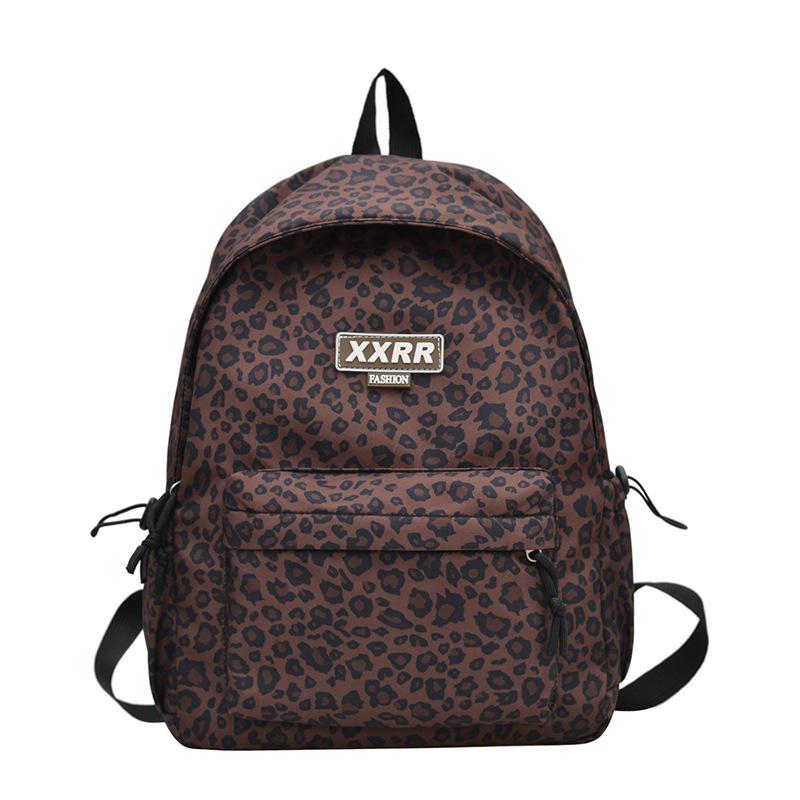 Schoolbag Trendy New Leopard Print Backpack Girls Junior High School Students High School Bag Korean Version of Foreign Style Girl Travel Backpack