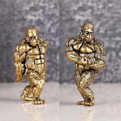 Scultura Gorilla Piccolo in Ottone Pesante per Fitness Decorazione Portico per Soggiorno Animali Oranghi Statuette Ornamenti da Scrivania Artigianato