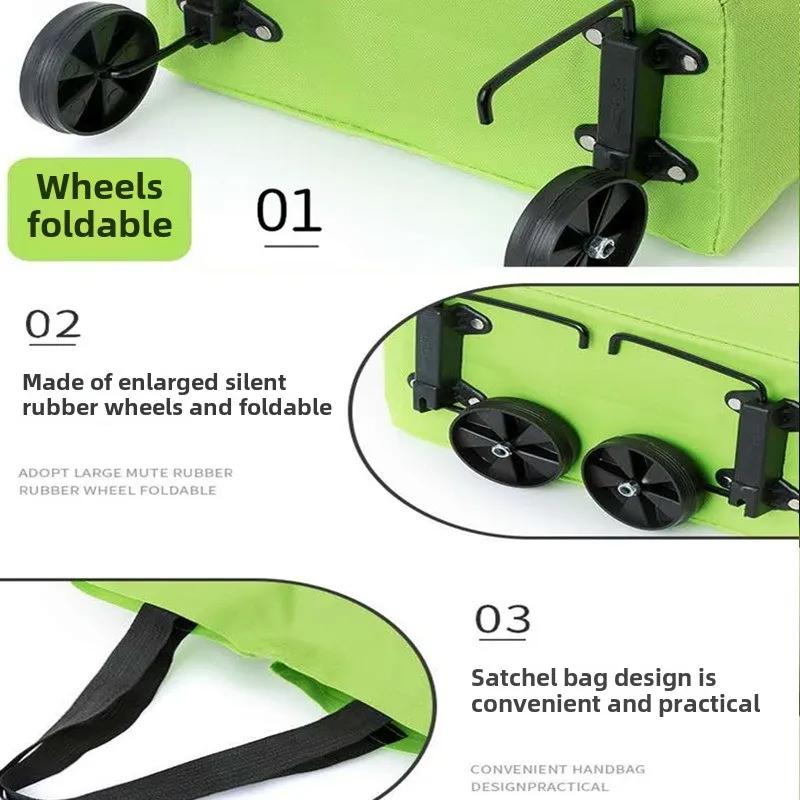 Foldable Portable Storage Bag Reusable Supermarket Sack Telescopic Pull Rod Waterproof Bag Large Loadbearing Ecofriendly