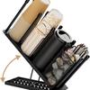 Coffee Cup Holder Lid Organizer with Straw Holder 4 Compartment Coffee Cup Dispenser Adjustable Coffee Bar Organizer