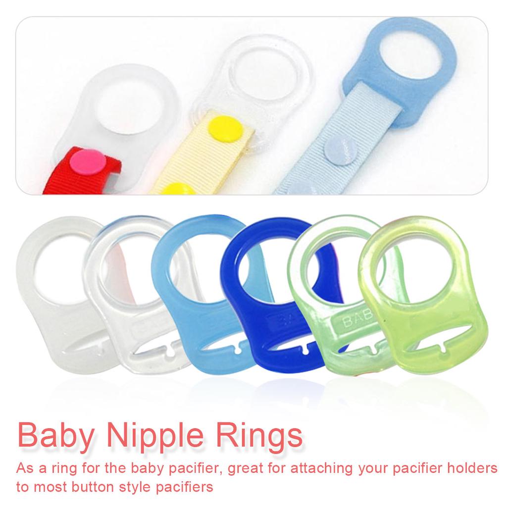 Random color, Pack of 10pcs Doyeemei Silicone Button Ring Dummy Pacifier Holder Clip Adapter