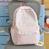 Schoolbag Milk Fufu Plaid Corrugated Lace Girl Heart Travel Small Backpack Japanese Sweet Wind Student Party Backpack