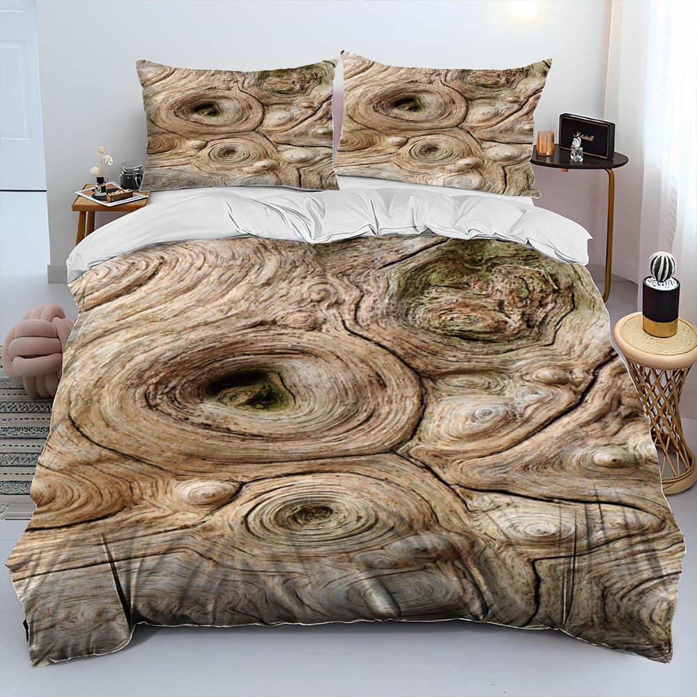 3D Wood Grain Comforter Bedding Set,Duvet Cover Bed Set Quilt Cover Pillowcase,King Queen Size Bedding Set for Adult Child Gift