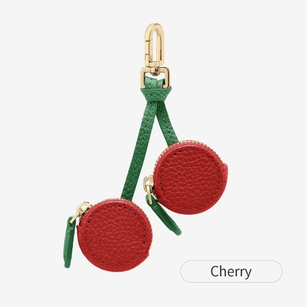 Portable Cherry Design Coin Purse Charm Fruit Shape Handmade Mini Zipper Pouch PU Leather Change Purse Gift For Girl