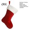 Red White Xmas Party Ornaments 18 Inch Christmas Stocking, Classic Large Fireplace Hanging Plush Stocking Small Toy Storage for with Soft Cuff