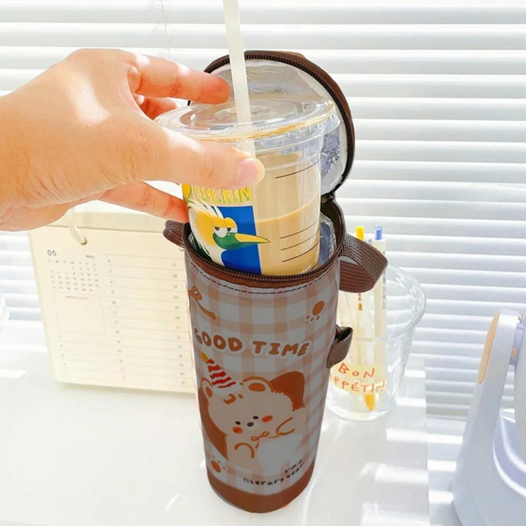 Portable Milk Tea Tote Bag Heat Preservation Pouch Carrying Insulated Cup Cover Umbrella Bag Handbag Camping Drinkware Accessories