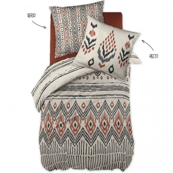 Duvet Set 140 X 200 "Minots" Reversible 100% Cotton / 57 Threads/cm² - Ethnic