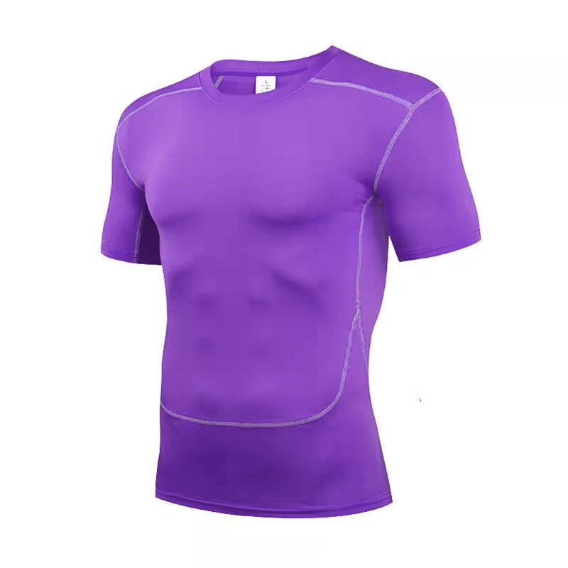 Pánské vysoce pružné, rychleschnoucí, prodyšné těsné sportovní tričko s krátkým rukávem jako základní vrstva pro běh, trénink a basketbal.