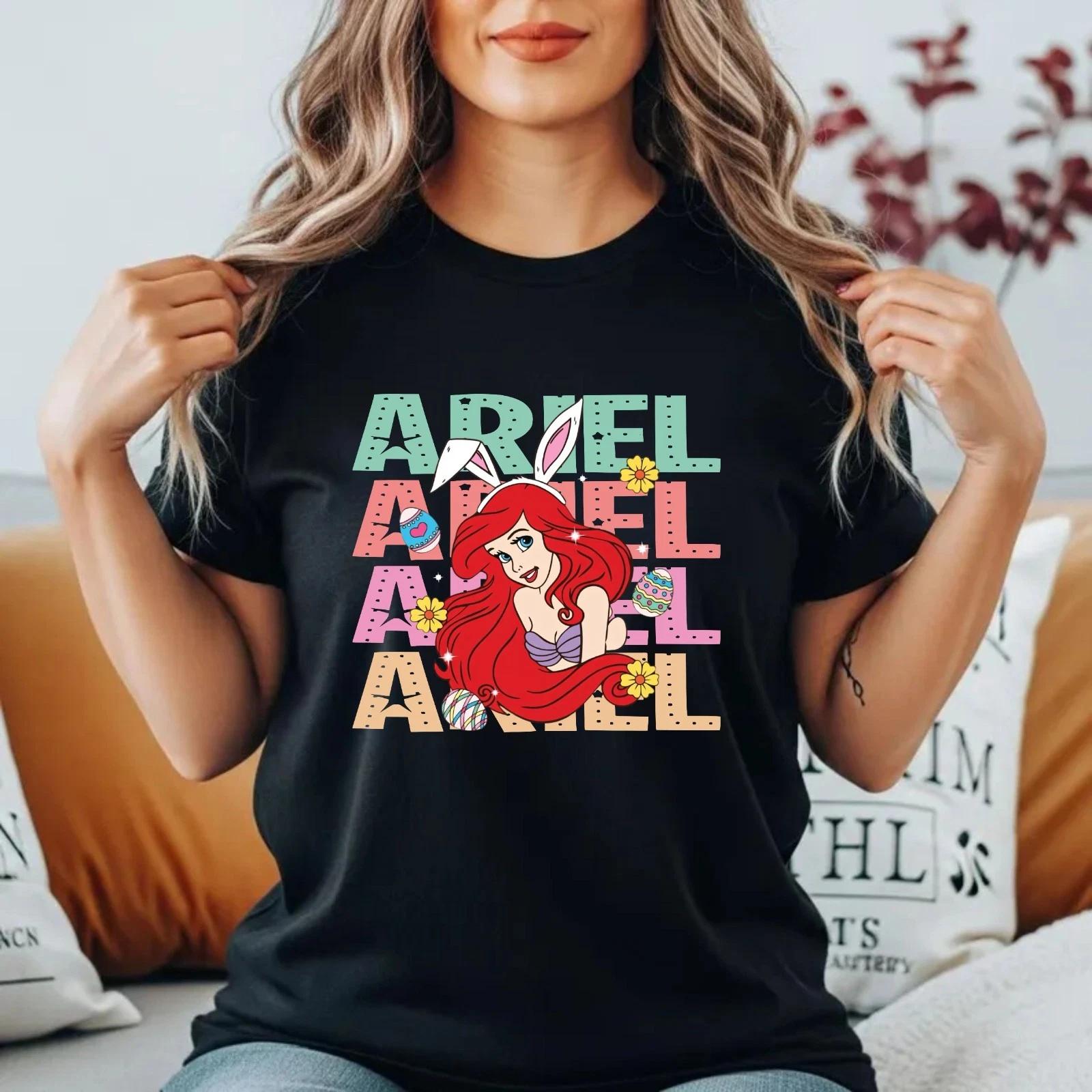 Ariel Easter Bunny Mermaid T-T-Shirt Cute Disney Princess Festive Unisex Gift Top L