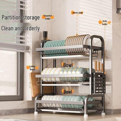 Multi-functional Kitchen Dish Rack - Countertop Storage for Bowls, Plates & Chopsticks, Multi-layered & Sturdy Design