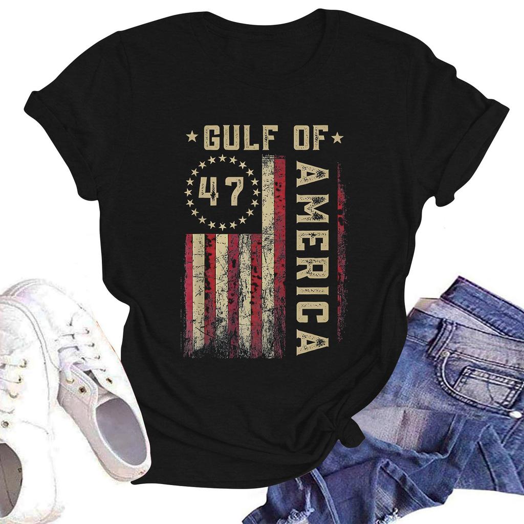 Damska codzienna moda Street Slim z krótkim rękawem Aktualne wydarzenia wokół nadruku T-shirt Top