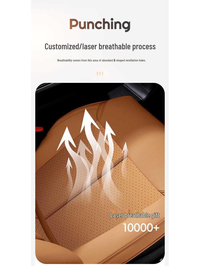 Breathable Perforated Leather Seat Covers for 2023-2025 Geely Boyue L: Full Coverage, Four Seasons Cushion