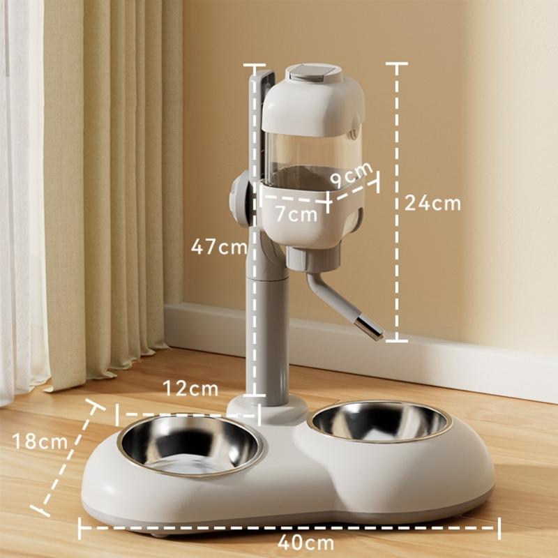 Large Dog Bowl 2 in 1 Pet Feeders Water Feeder Adjustable Height Feeder Waterer Food Container Bowl