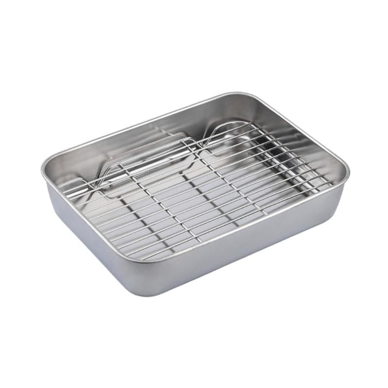 

Stainless Steel Roasting Baking Pan And Wire Rack Set For Uniform Cooking Durable Rusts Resistant Easy To Clean Surfaces S