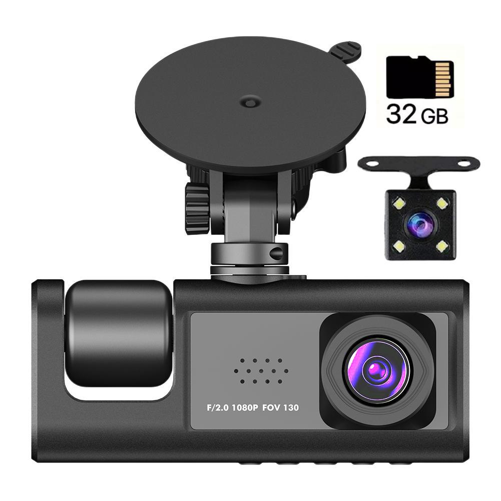 1080P Triple Dash Cam Front and Rear Inside Car Dash Camera Night Vision Car Camera for Cars