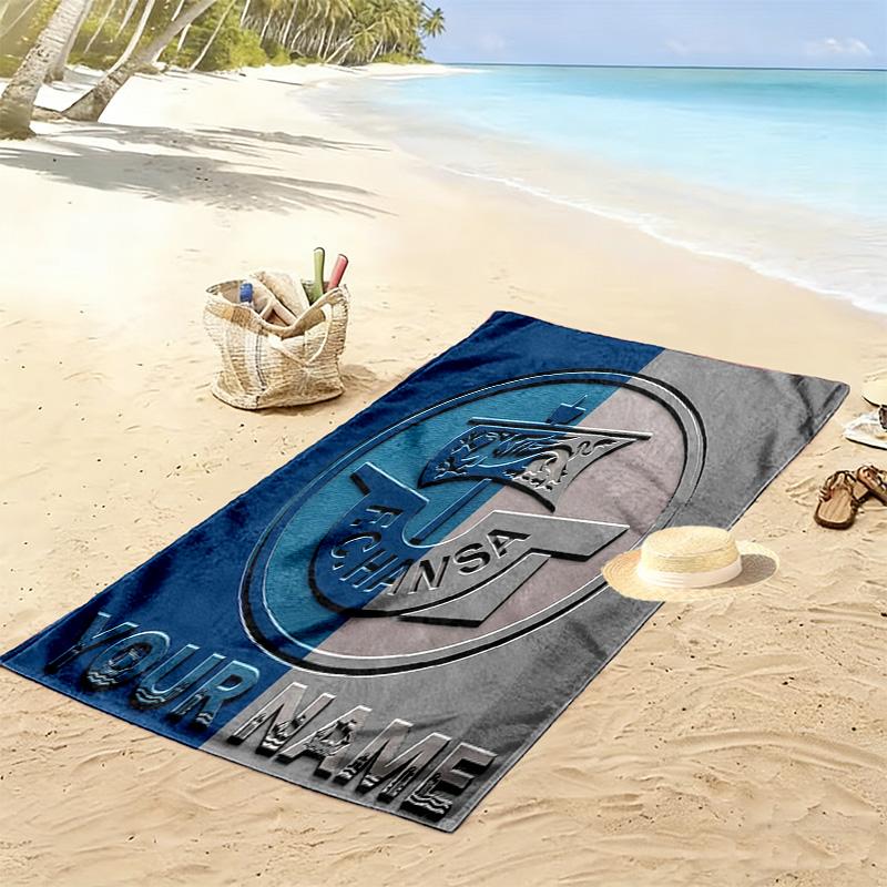 Benutzerdefinierter Name FC Hansa Rostock Druck Strandtuch, Großes Weiches Schnelltrocknendes Handtuch für Strand Camping Schwimmen -HE49