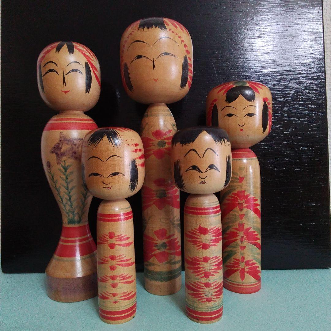 Kokeshi 5-piece set Tōgarita style antique
