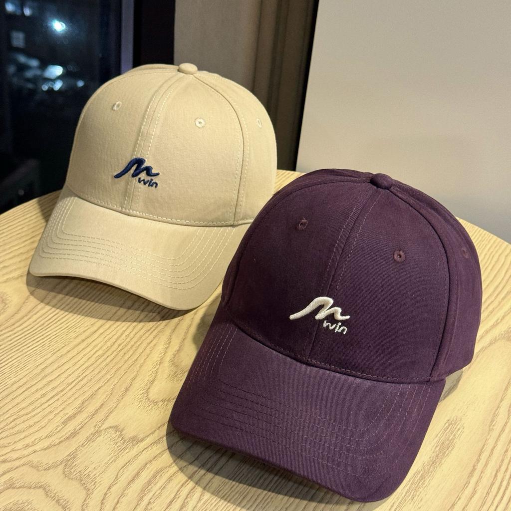 New hard-brimmed letter-embroidered baseball cap for women, made of pure cotton, fashionable, breathable, versatile, sun-protective, trendy duckbill