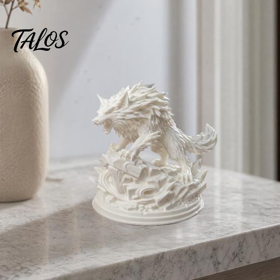 3D Printed Wolf Statue, Howling Wolf Figurine, Wild Wolf on Rock Sculpture, Collectible Animal Ornament for Home Office Desk