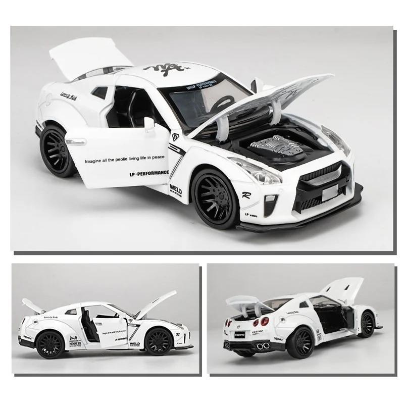 1/32 NISSAN GTR Race Legering Bilmodell Diecasts og leketøy Kjøretøy Lekebiler Gratis frakt Barneleker for barn Gaver Gutteleke