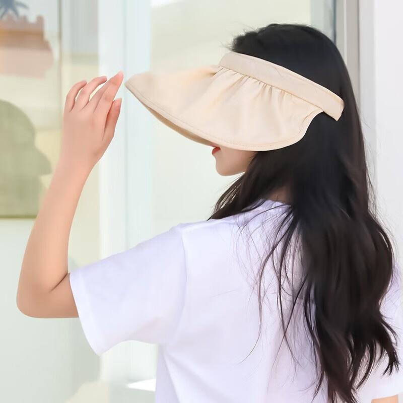 

Солнечная шляпа с широкими полями, черная ракушка без верха, женский стиль, летняя, защита от УФ-лучей, повязка для волос, солнцезащитная кепка, дышащая сетчатая кепка для активного отдыха бежевый