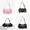 Pu Leather Leopard Print Crossbody Bag With Rivets And Tassels For Daily Use