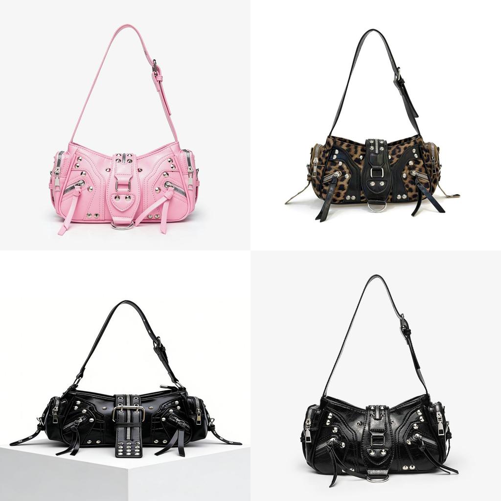 Pu Leather Leopard Print Crossbody Bag With Rivets And Tassels For Daily Use
