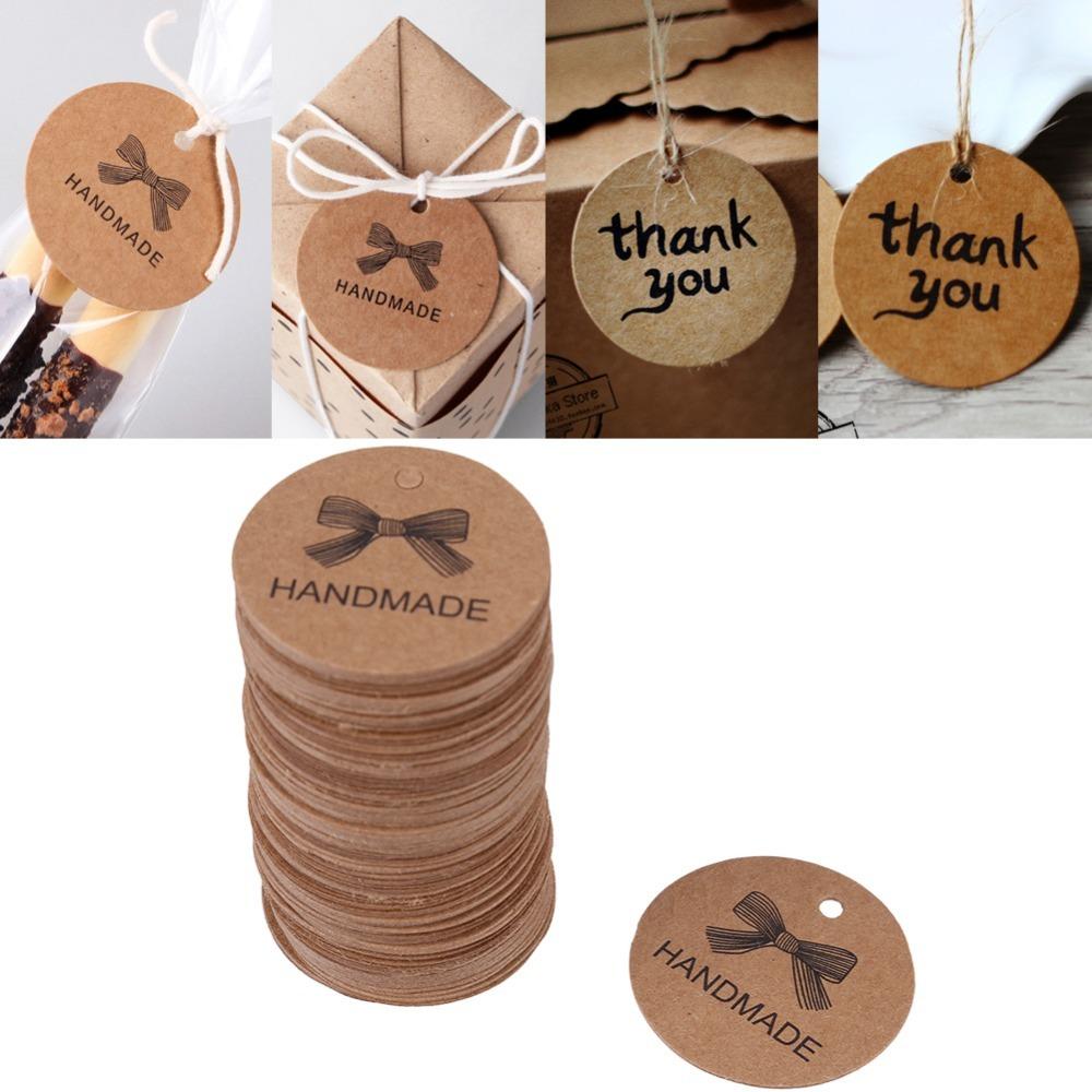 100pcs Round Shape Gift Tags With String Kraft Paper Tags Handmade Hang Label  Home Made Crafts