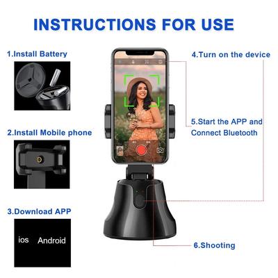 Smart Face Tracking Mobile Phone Selfie Stick Intelligent Follow Gimbal 360 Rotation for Phone Vlog Live Video Record