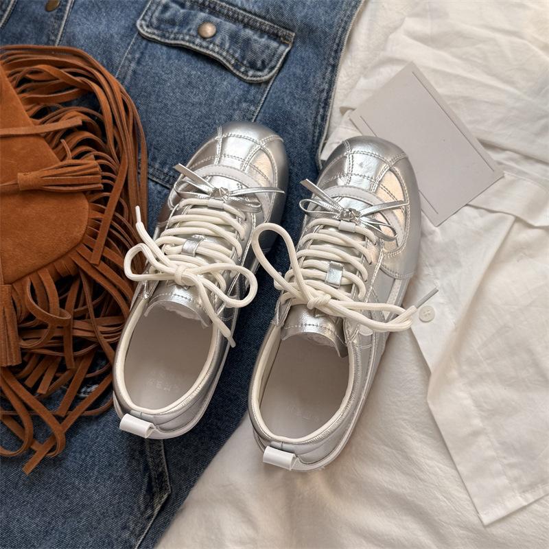 Silver Women's 2 Spring and Autumn New Versatile Lightweight Soft Sole Trend Casual Shoes Sports Little White Shoes