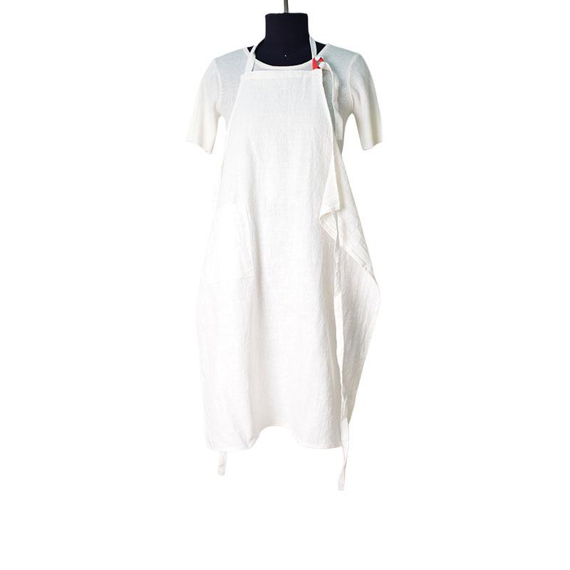 Bawełniano-lniany fartuch ogrodniczy w kwiaty - Prosty i elegancki styl japońsko-koreański