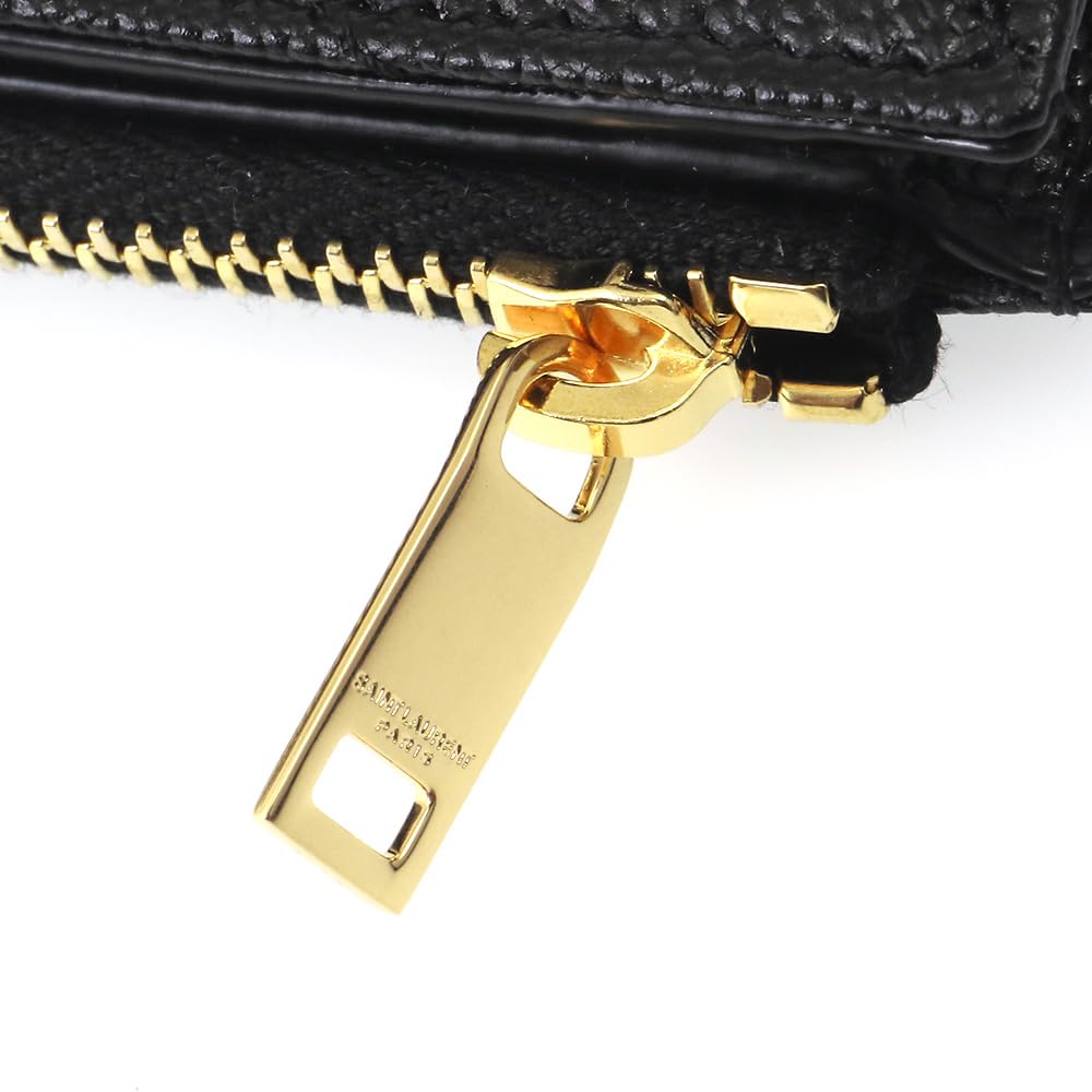 Saint Laurent Women's Bifold Mini Wallet In Caviar Leather, Size 575879 BOW01 1000, Black [Parallel Import]