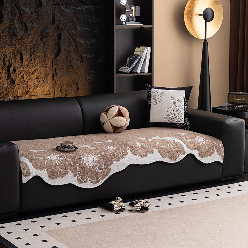Special-Shaped Sofa Cushion Winter Plush Light Luxury High-End Straight-Row Leather Sofa Seat Cushion  New Sofa Cover