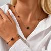 Ladies Retro Stainless Steel Natural Tiger'S Eye Love Bracelet Necklace Plated 18K Gold Nc-2477