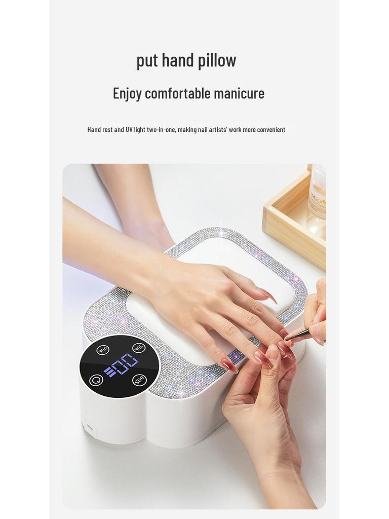 New Rechargeable Diamond Nail Lamp: Fast-Drying, High-Power UV Light with Hand Rest for Gel Polish Therapy.