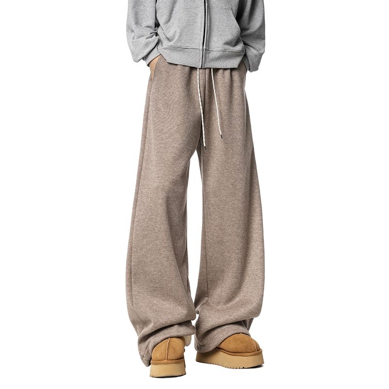 51 Hip-Hop Oversized Trendy Brand Solid Color Loose Fleece-Lined Casual Long Pants Men's American Style Lazy Versatile Straight-Leg Pants