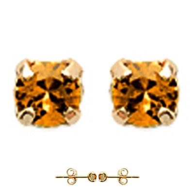 [L1124] - Gold Plated 'Brillants' Golden Amber Earrings - 3 Mm