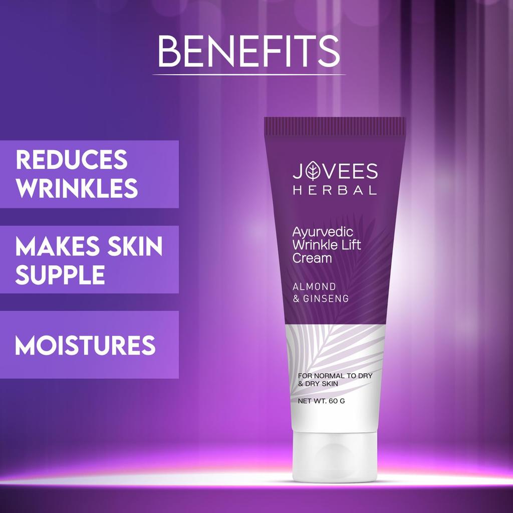 Jovees Herbal Almond Ginseng Wrinkle Lift Face Cream 60g Anti-Aging Hydrating Moisturizer for Youthful Skin