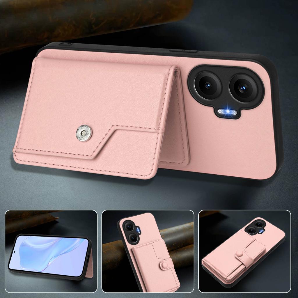 Für Xiaomi Poco F7 5G/Xiaomi Redmi Turbo 4 Pro 5G Hülle RFID-Blockierender Kartenhalter Ständer TPU+PU-Leder Handy-Rückseite