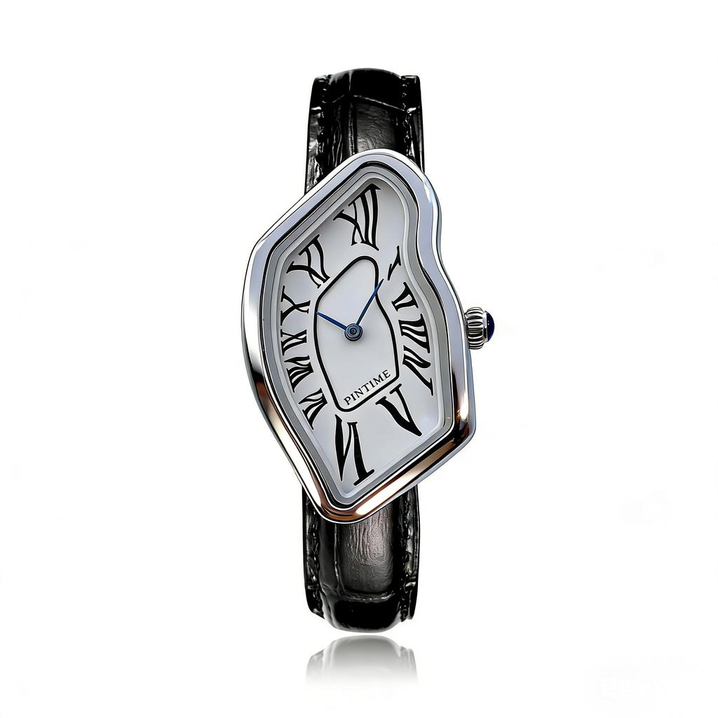 Surrealist Art Melting Clock Watch Unique Soft Time Quartz Wristwatch with Leather Band Creative Fashion Watch for Men Women