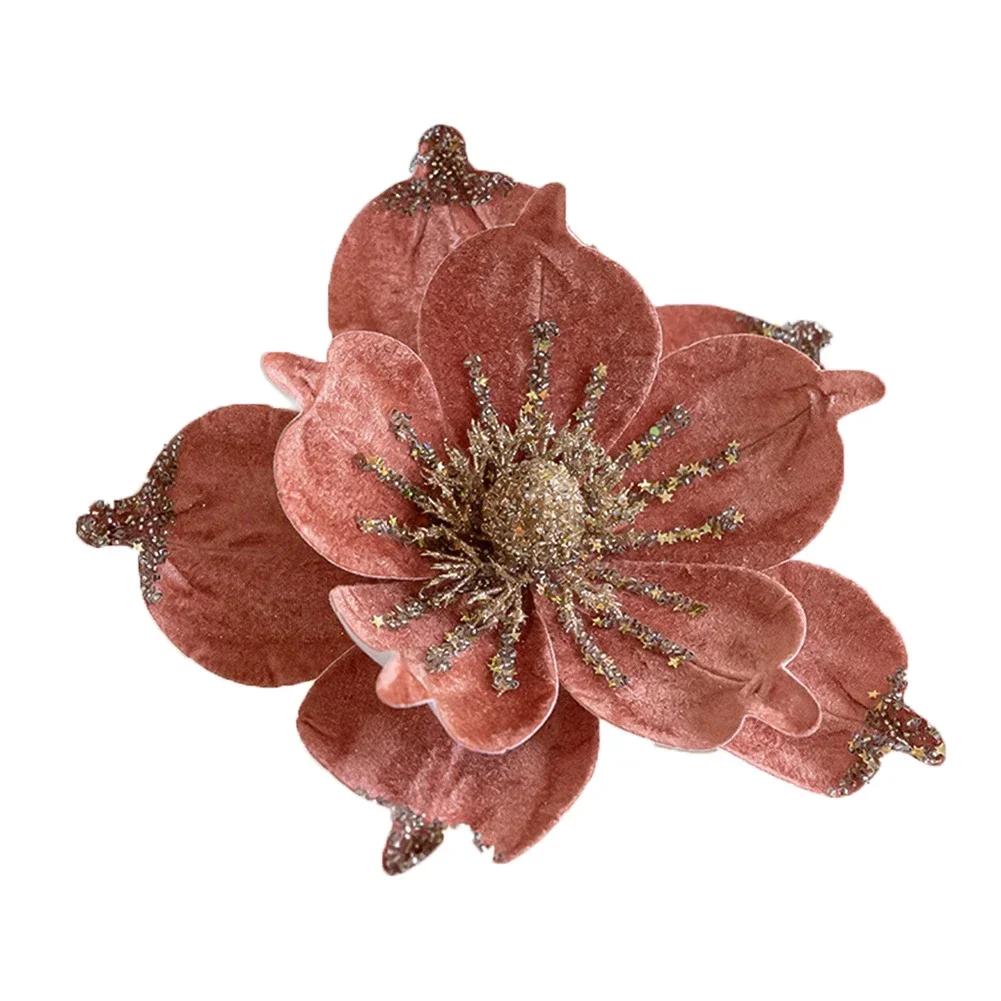 

Artificial Magnolia Flower Picks for Christmas Tree Decoration Fabric Magnolia 24 by 17 Centimeters Holiday Floral Display рожевий