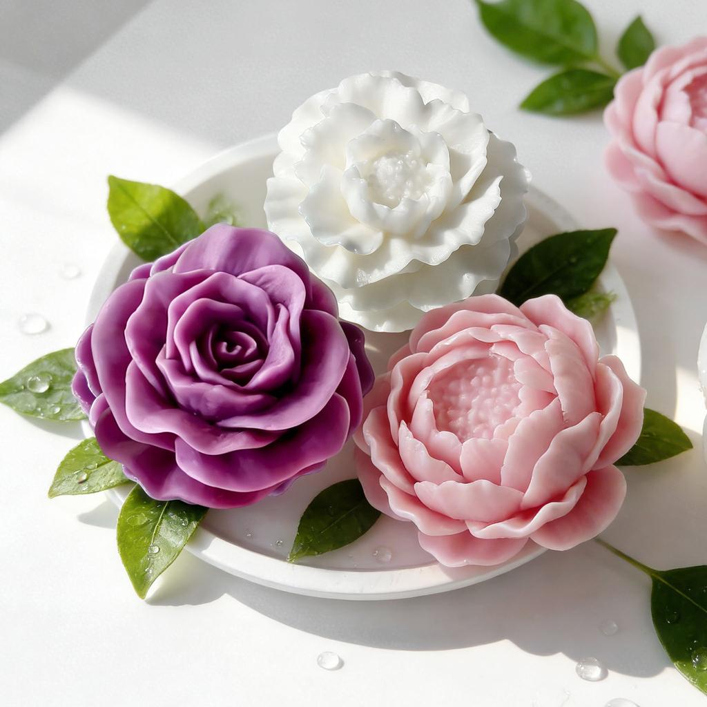 DIY Flower Crystal Resin Silicone Mold Peony Aroma Candle Mold 3D Rose Flower Mousse Cake Chocolate Mold Home Bedroom Decor