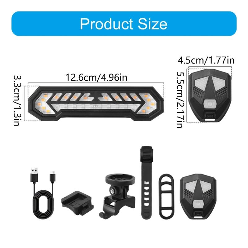 Rechargeable Bicycles Tail Light With Wireless Remote Control And Turn Signal Projection For Enhances Cycling Safety