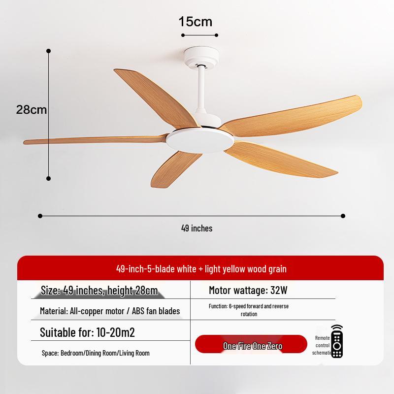 Severský retro stropní ventilátor s vysokým výkonem a tichým chodem pro obývací pokoj, ložnici a jídelnu