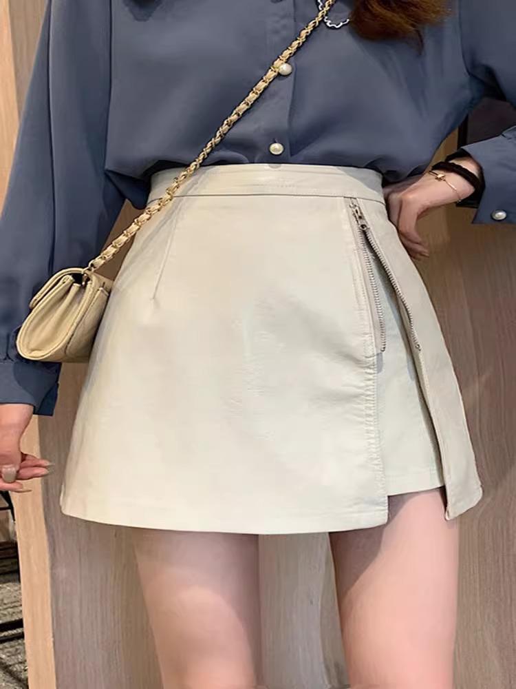 

Женская миди-юбка из искусственной кожи с высокой талией, облегающая, А-силуэта, с нерегулярным дизайном для осени/зимы 2023 XL абрикосовый