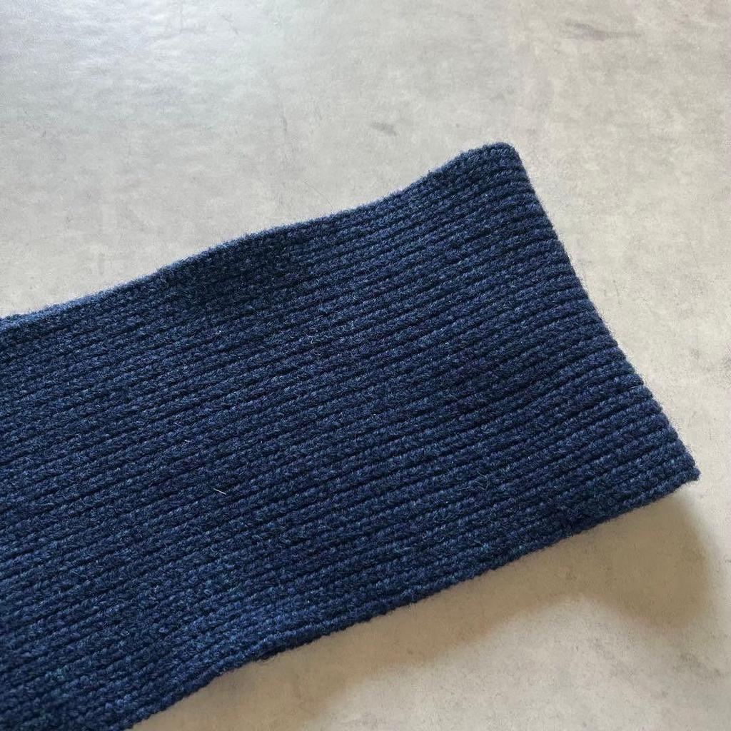 Used OLD JOE Ribbed Knit Wool Scarf Navy A/W