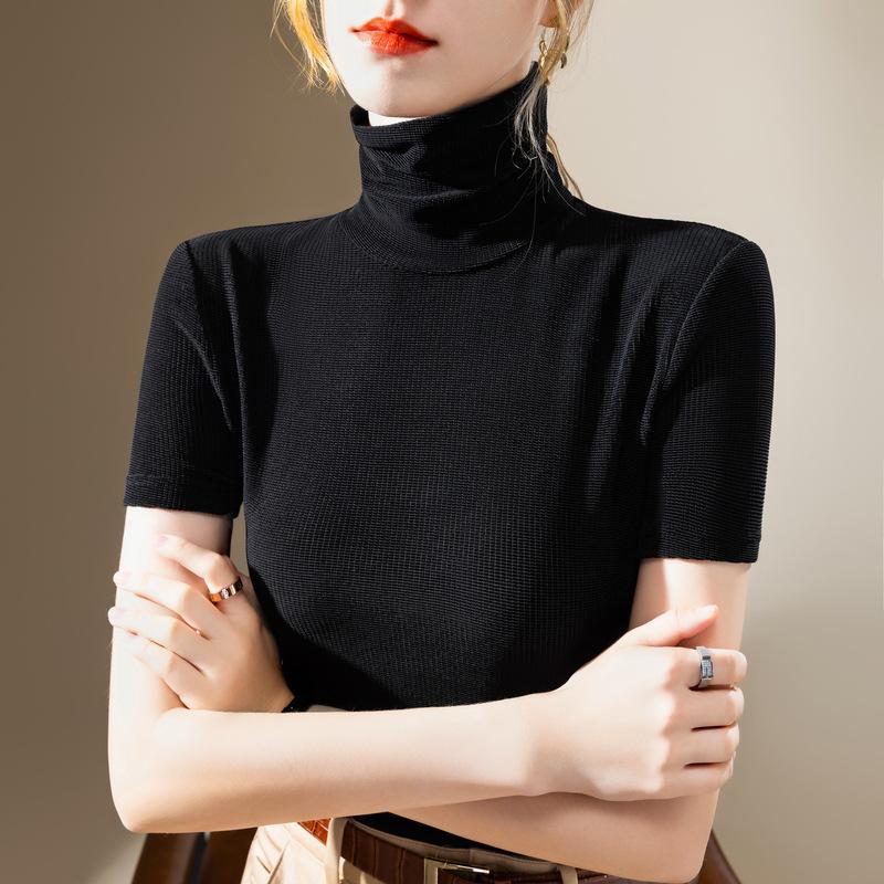 Camiseta para Mujer Nueva Camiseta Base de Malla de Seda de Hielo para Mujer Ajustada a la Cintura y Top Elegante