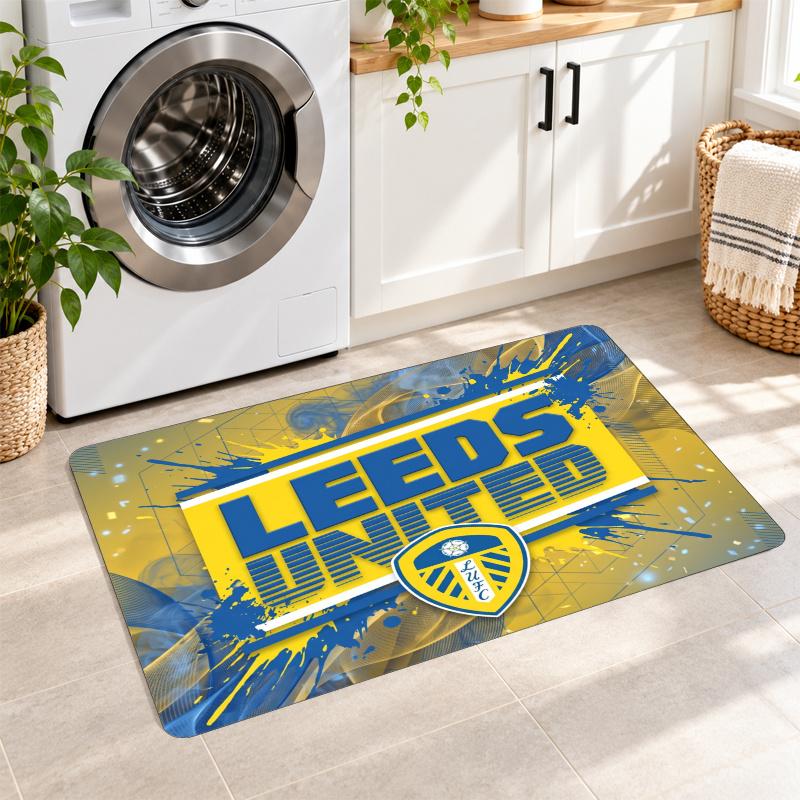 Flannel Kitchen Mat Leeds United Football Soft Area Rug Non Slip Floor Carpet Home Decoration