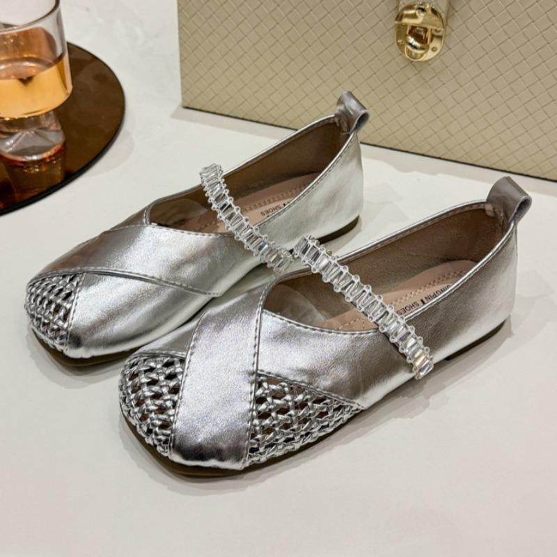 Fashion Crystal Women Hollow Flats Soft Shoes Designer Luxury Shallow 2025 Autumn Sandals Fashion Casual Sneakers Running Zapatos Mujer